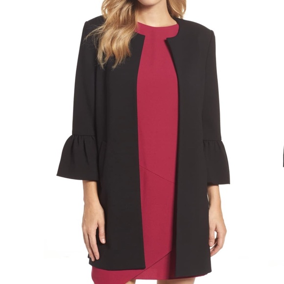 Eliza J Jackets & Blazers - Eliza J Longline Bell Sleeve Open Jacket Black 6